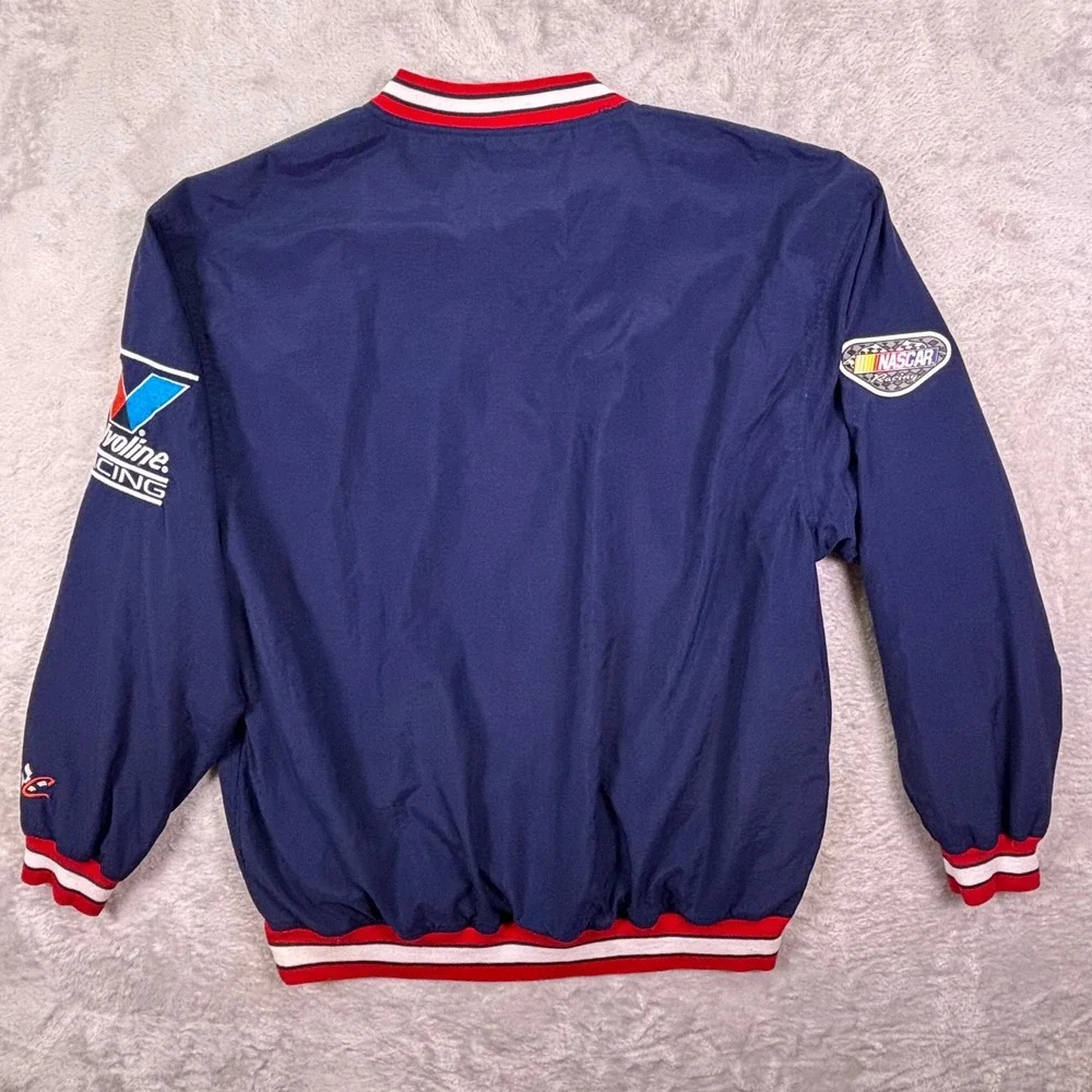 Vtg Chase Authentics Mens Windbreaker L‎ Navy Blue Mark Martin Valvoline Racing